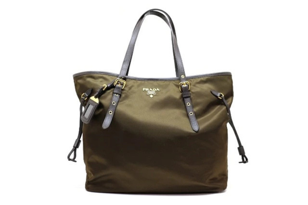 Prada bag tote embossed Khaki Green